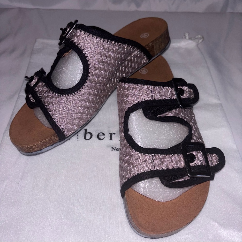 Bernie Mev Black and Nude Sandals with Buckle